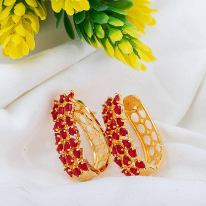 Scarlet- American Diamond Hoop Earrings - Fancy Fab Jewels