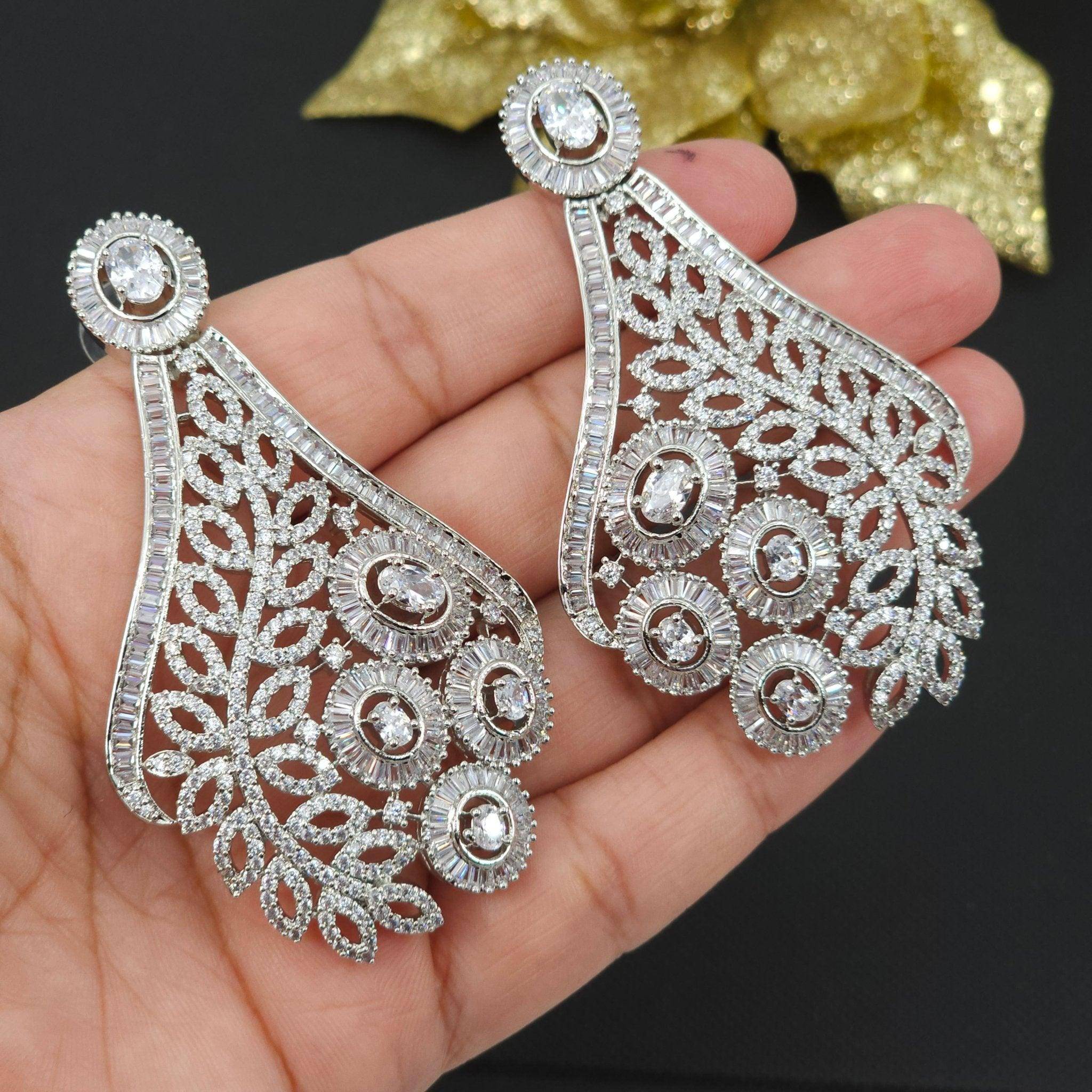 Serenity American Diamond Statement Earrings - Fancy Fab Jewels