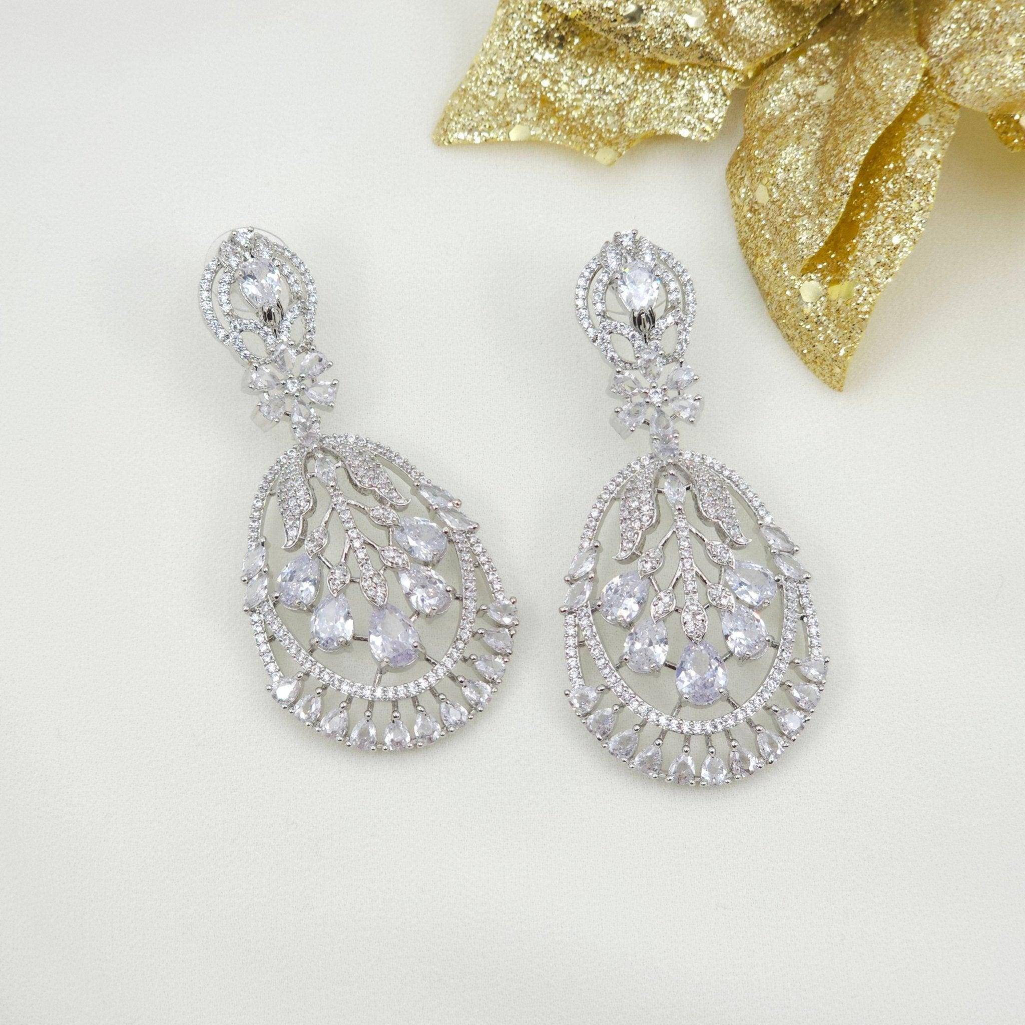 American Diamond Dangle Earrings - Fancy Fab Jewels