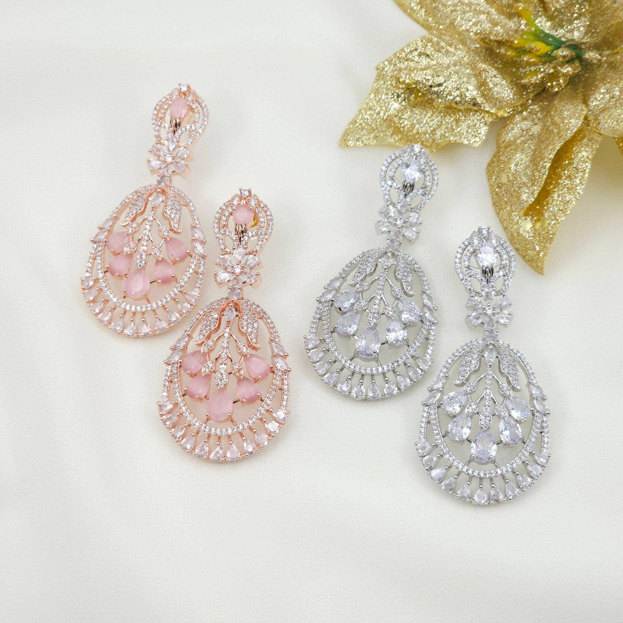 American Diamond Dangle Earrings - Fancy Fab Jewels