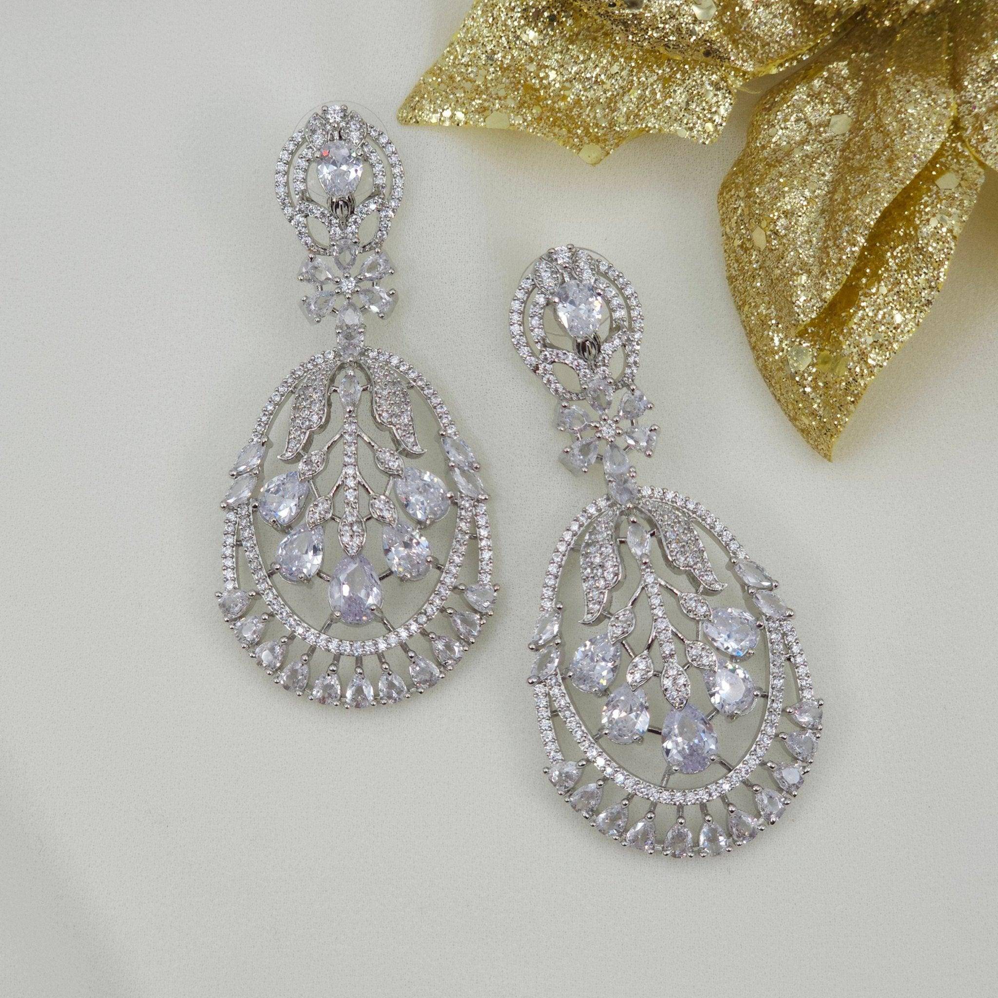 American Diamond Dangle Earrings - Fancy Fab Jewels