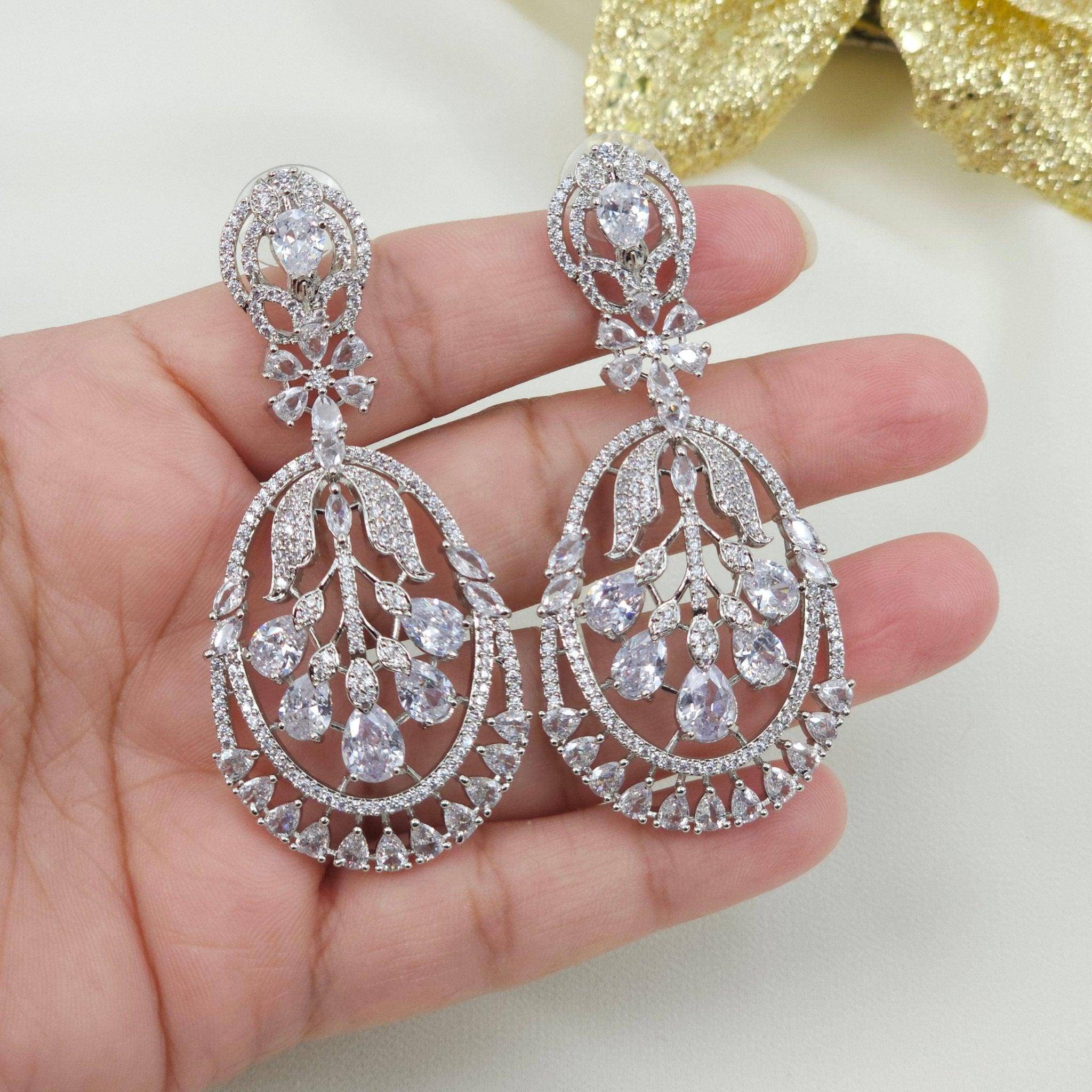 American Diamond Dangle Earrings - Fancy Fab Jewels