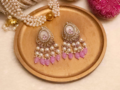 Tamanna Bridal Pearl Earrings | Pearl Drop Earrings - Fancy Fab Jewels