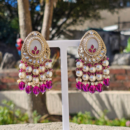 Tamanna Bridal Pearl Earrings | Pearl Drop Earrings - Fancy Fab Jewels