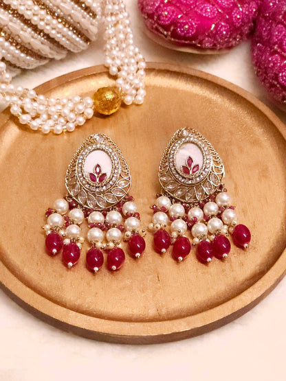 Tamanna Bridal Pearl Earrings | Pearl Drop Earrings - Fancy Fab Jewels