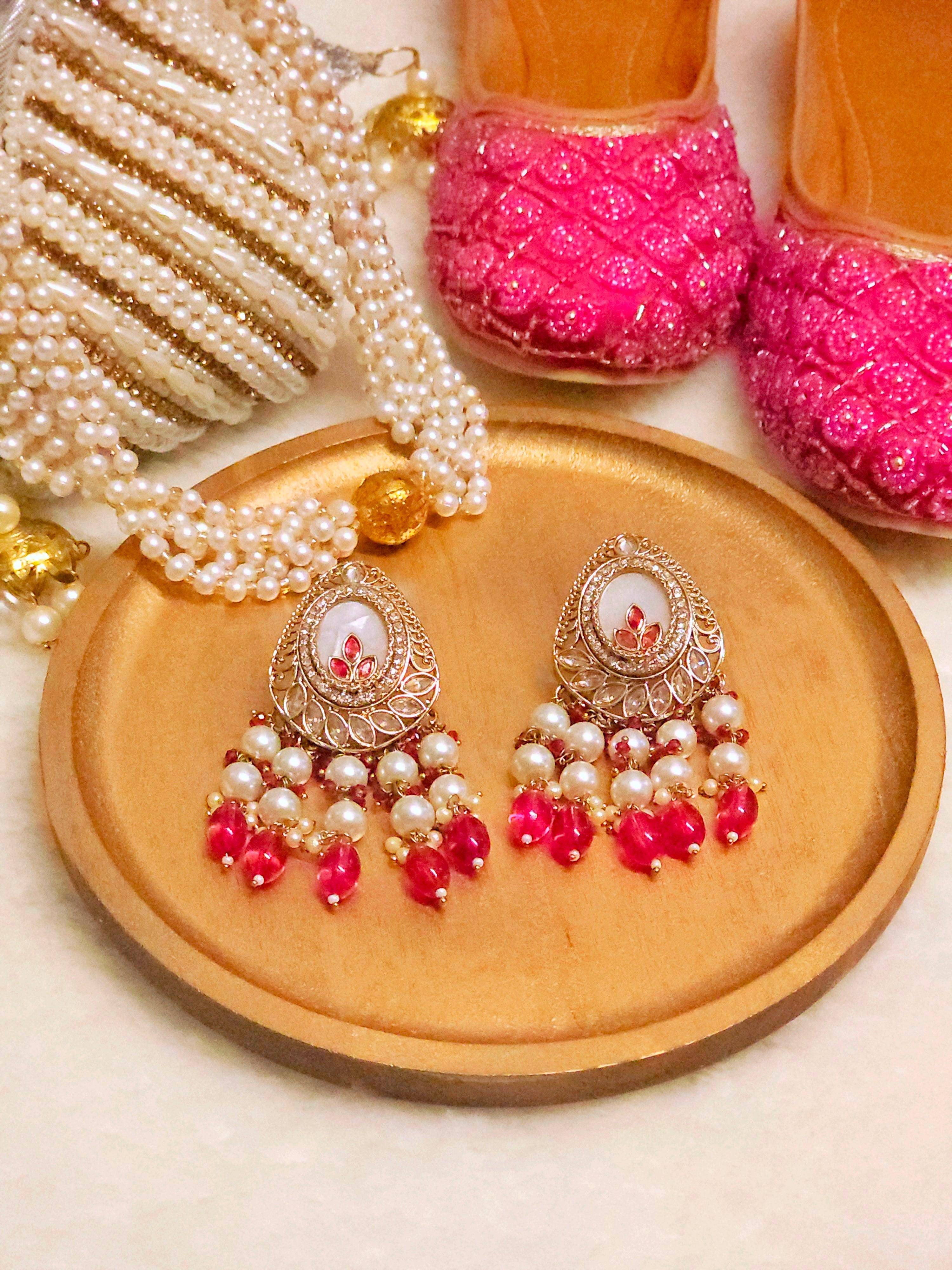 Tamanna Bridal Pearl Earrings | Pearl Drop Earrings - Fancy Fab Jewels