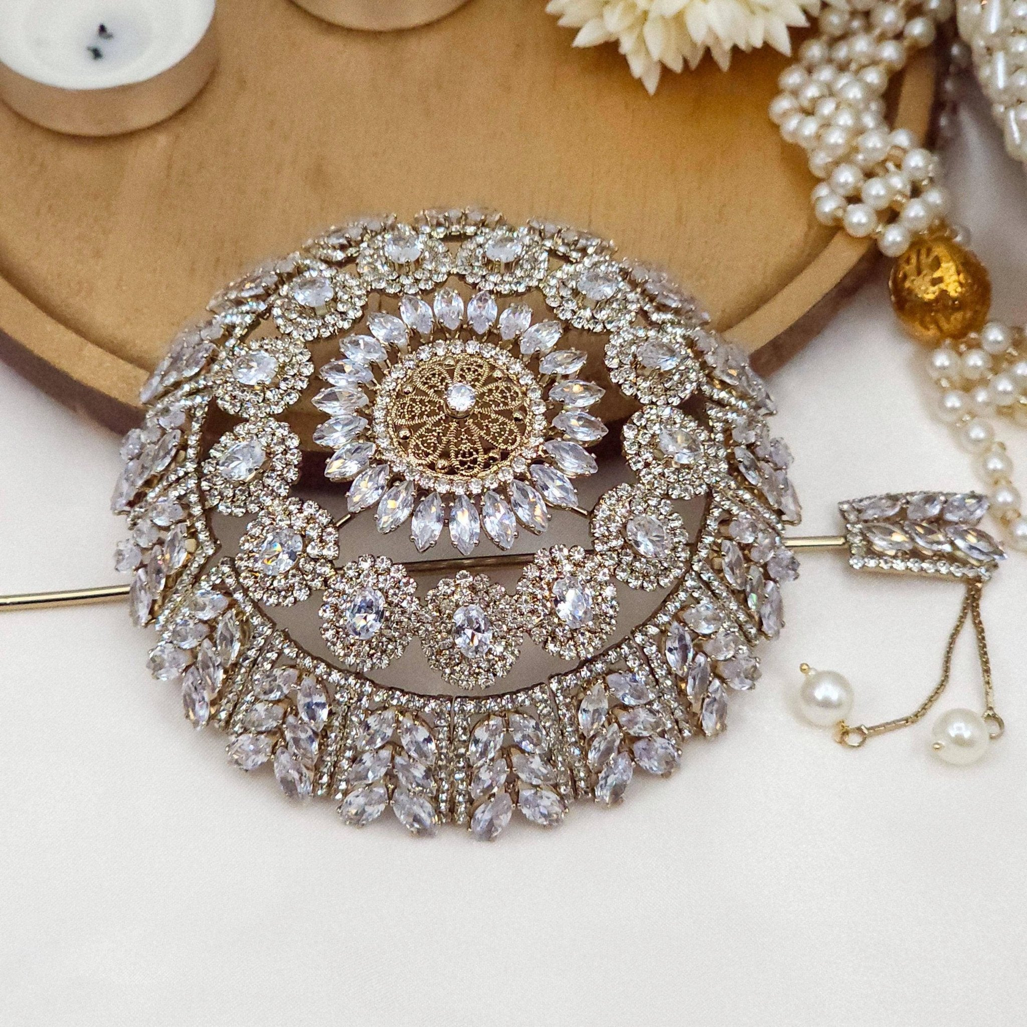 American Diamond CZ Hair Bun Accessory – Hair Bun Holder And Pin | Fancy Fab Jewels UK
