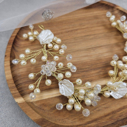 Ivory Bridal Hairvine Hair Brooch Headpiece - Fancy Fab Jewels