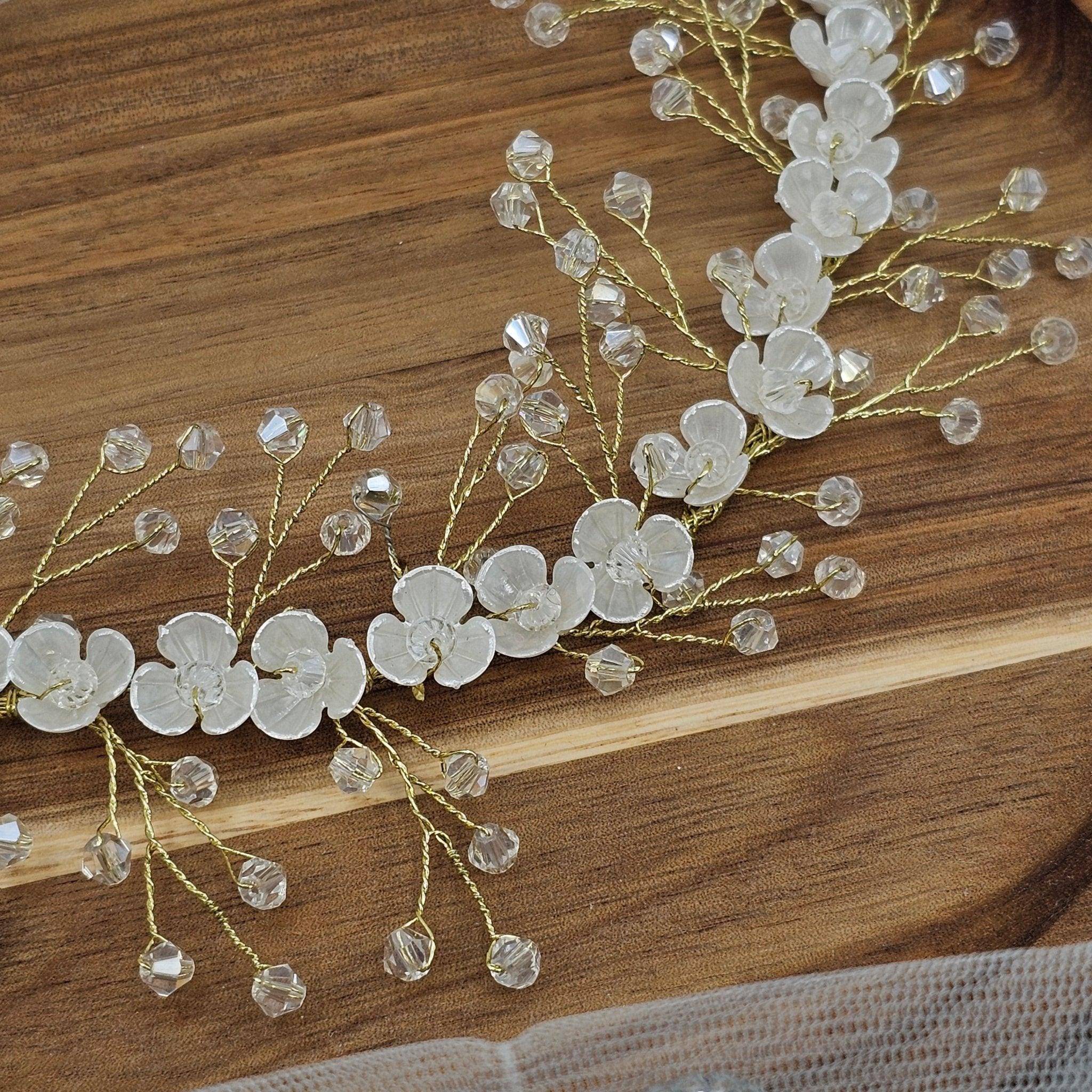 Ivory Bridal Hairvine Hair Brooch Headpiece - Fancy Fab Jewels