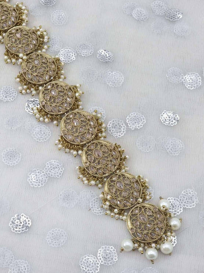 Seema-  Polki & Pearl Hair Plait Piece - Fancy Fab Jewels