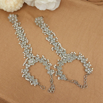 Buttercup Silver Polki Hand Pieces - Fancy Fab Jewels