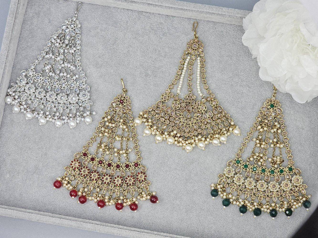 Saira- Antique Reverse Polki Bridal Hair Passa - Fancy Fab Jewels