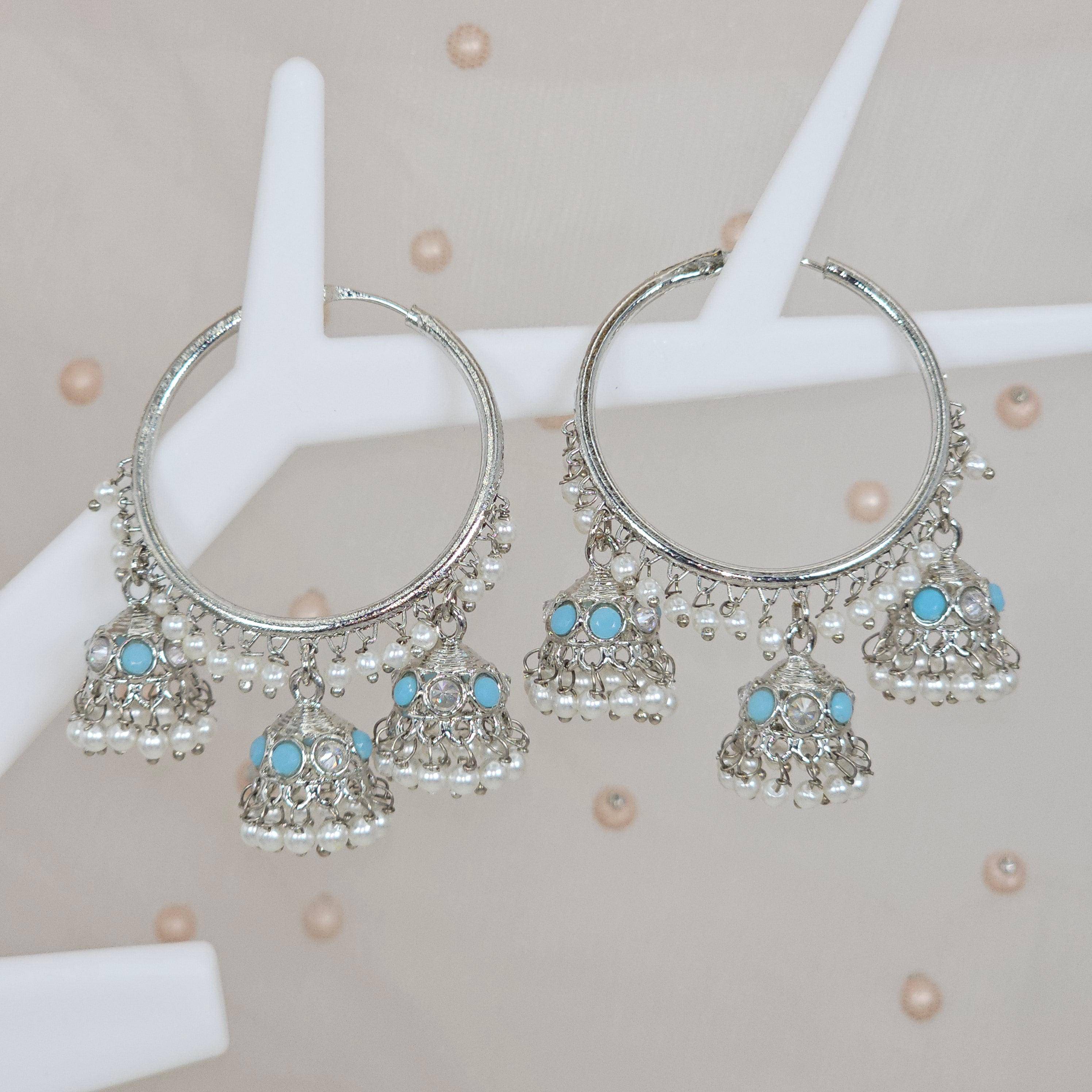 Neha - Silver Bali Jhumka Earrings - Fancy Fab Jewels