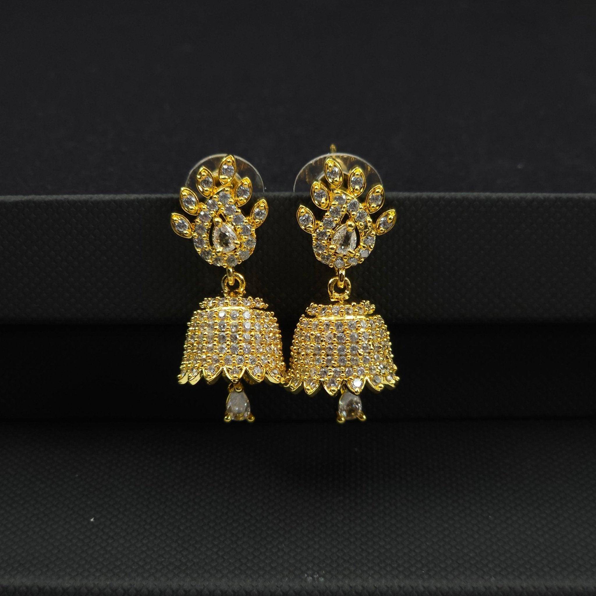 Fya - American Diamond CZ Small Jhumki Earrings - Fancy Fab Jewels