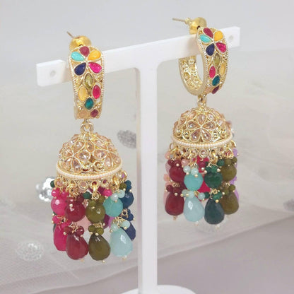 Geet - Polki Diamond Jhumki Earrings - Fancy Fab Jewels