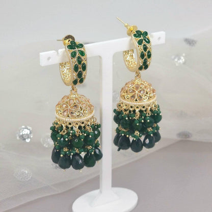 Geet - Polki Diamond Jhumki Earrings - Fancy Fab Jewels