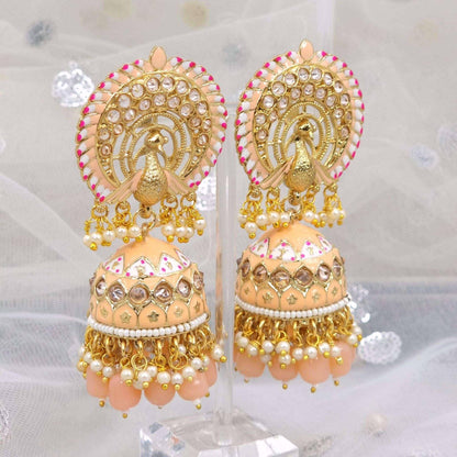 Anju Peacock design Kundan Jhumka Earrings - Fancy Fab Jewels