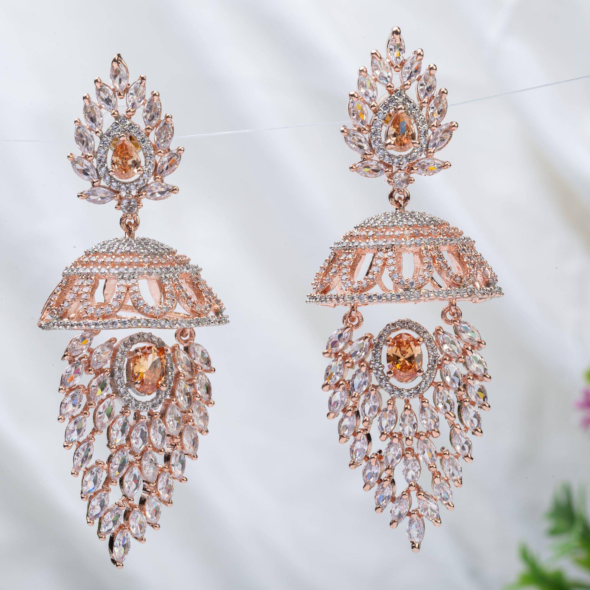 Feya- American Diamond Jhumki Earrings - Fancy Fab Jewels