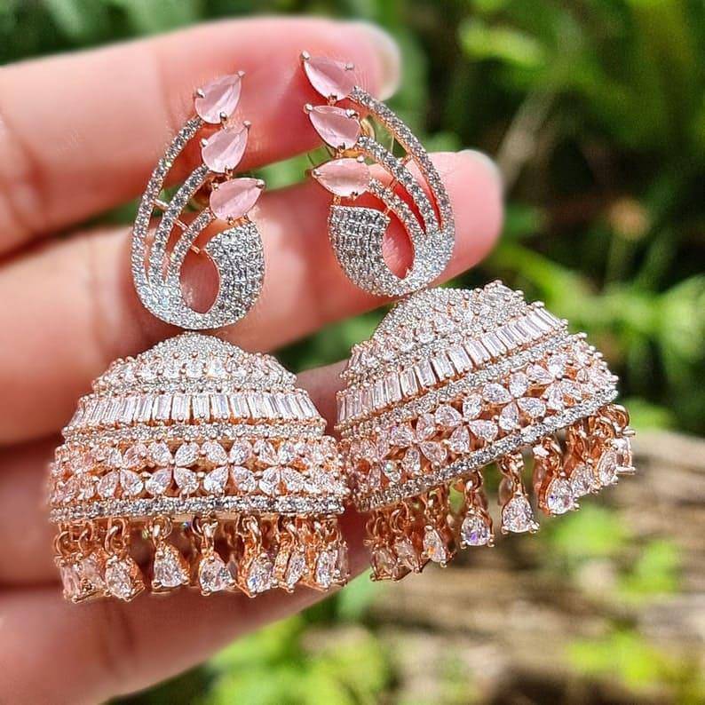 Hina AD Jhumka Earrings - Fancy Fab Jewels