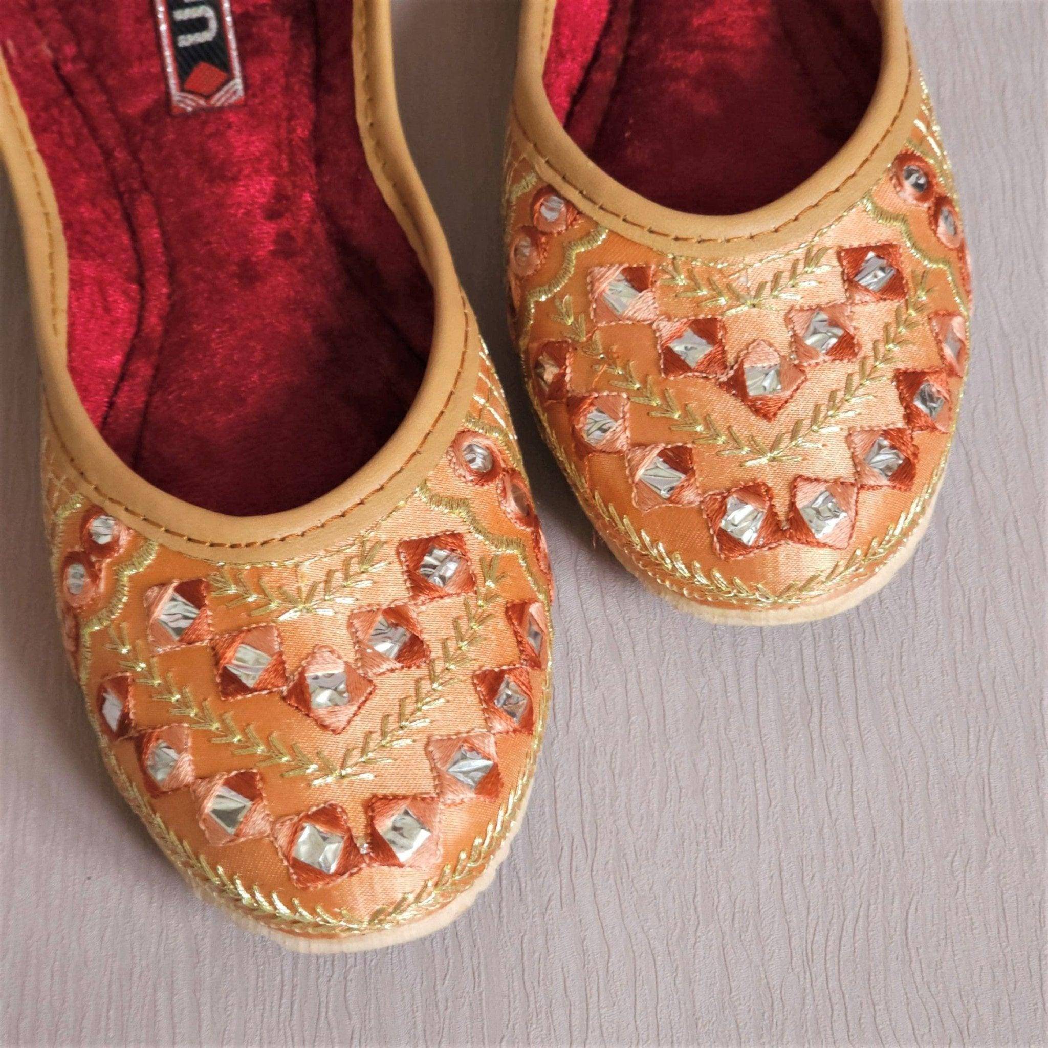 Mushq - Peachy Gold Ballerina Jutti Shoes - Fancy Fab Jewels