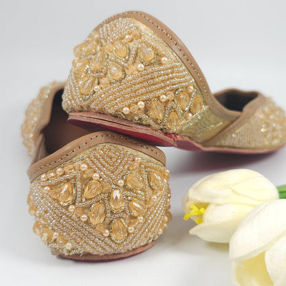 Jhilmil Gold Embelised Bridal Juttis - Fancy Fab Jewels