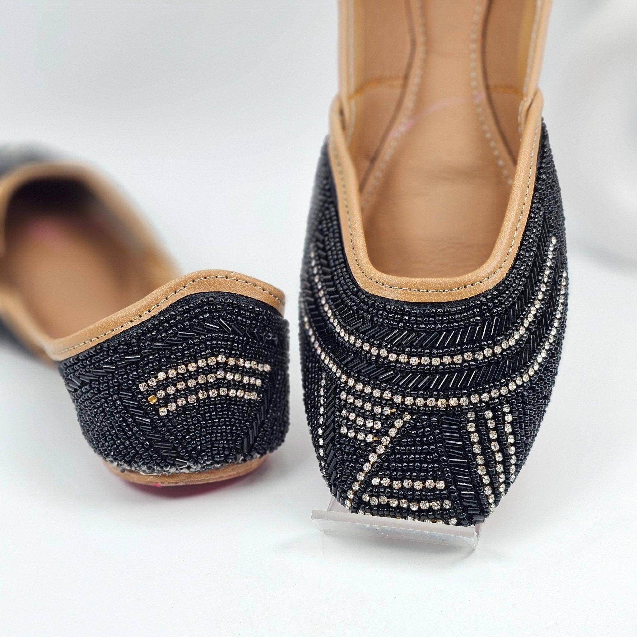 Nightingale Black Embroidered Juttis - Fancy Fab Jewels