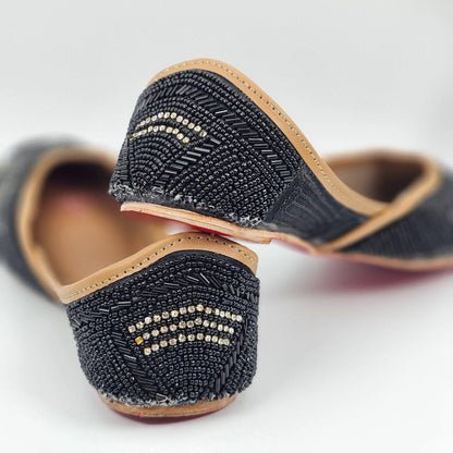 Nightingale Black Embroidered Juttis - Fancy Fab Jewels