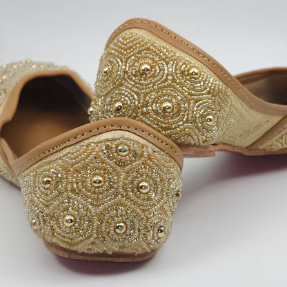 Tia Gold Embelised Bridal Juttis - Fancy Fab Jewels