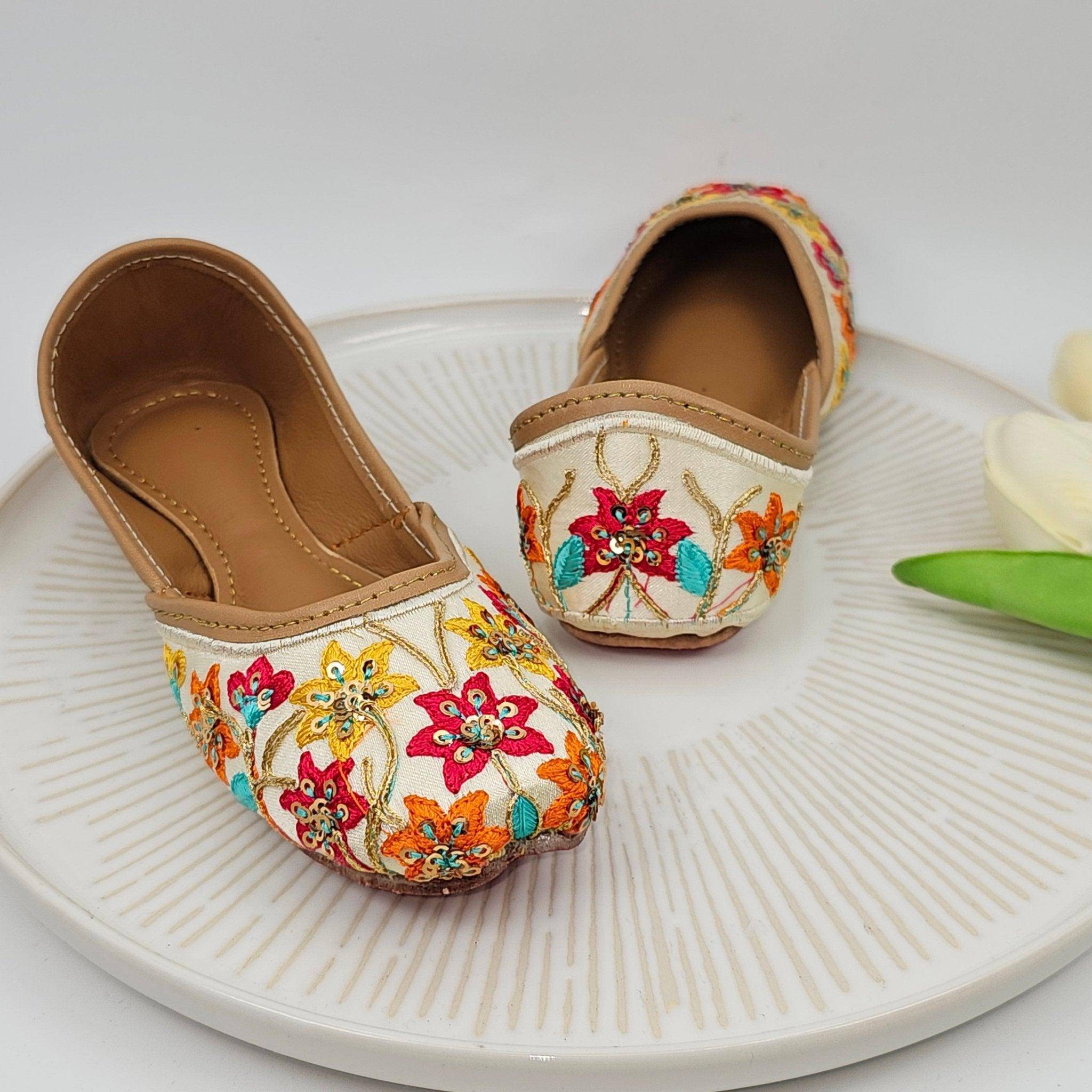 Poppy Multicolour Embroidered Jutti - Kids - Fancy Fab Jewels