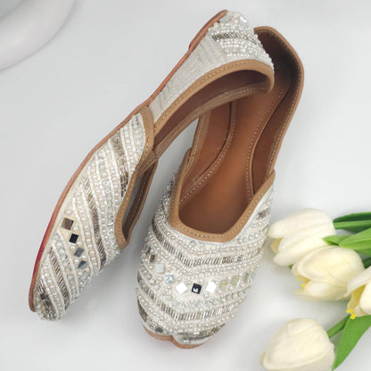 Snowie - Womens White  Ballerina Jutti Shoes - Fancy Fab Jewels