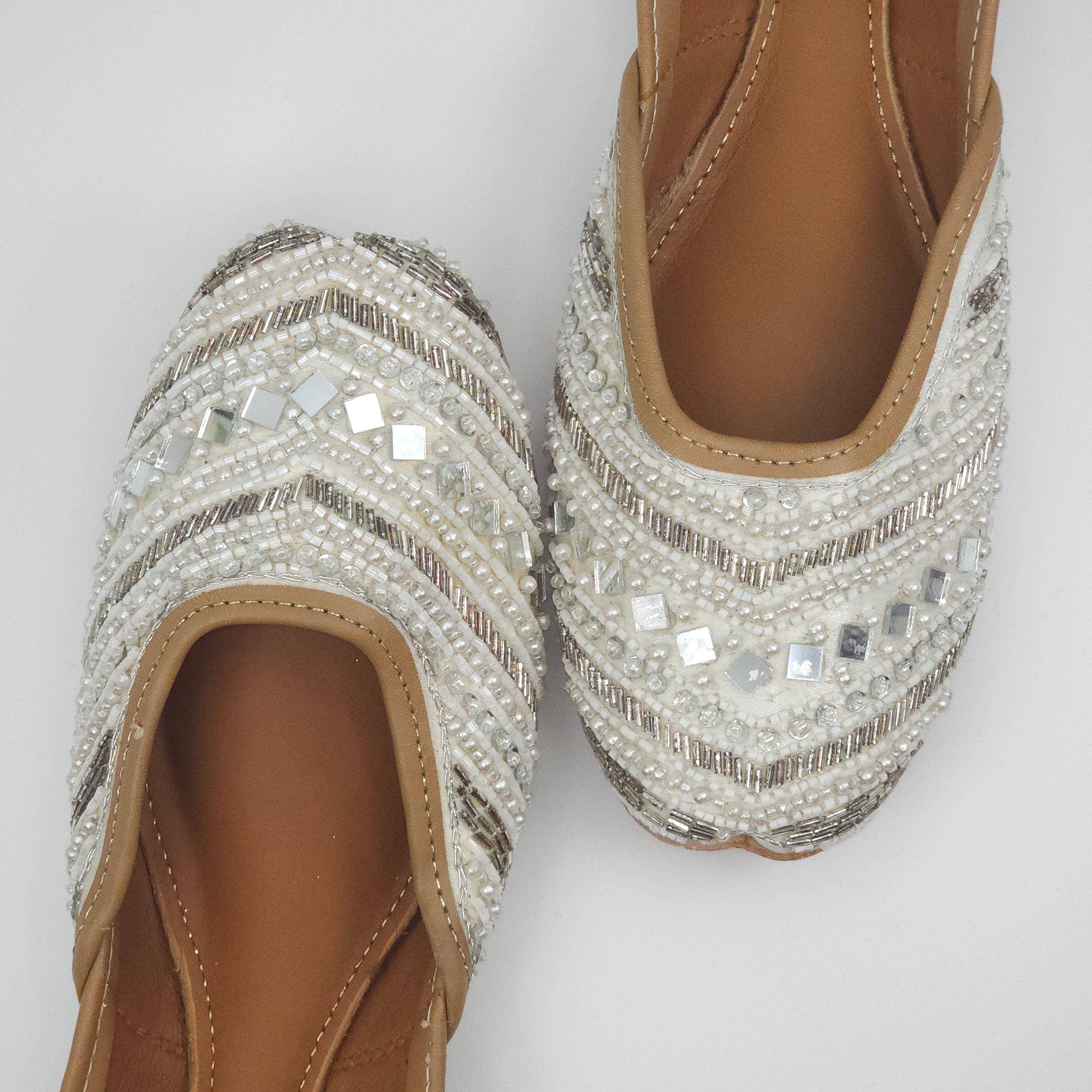 Snowie - Womens White  Ballerina Jutti Shoes - Fancy Fab Jewels