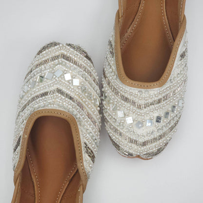 Snowie - Womens White  Ballerina Jutti Shoes - Fancy Fab Jewels