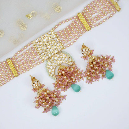 Nargis Pachi Kundan Choker Necklace Set - Fancy Fab Jewels