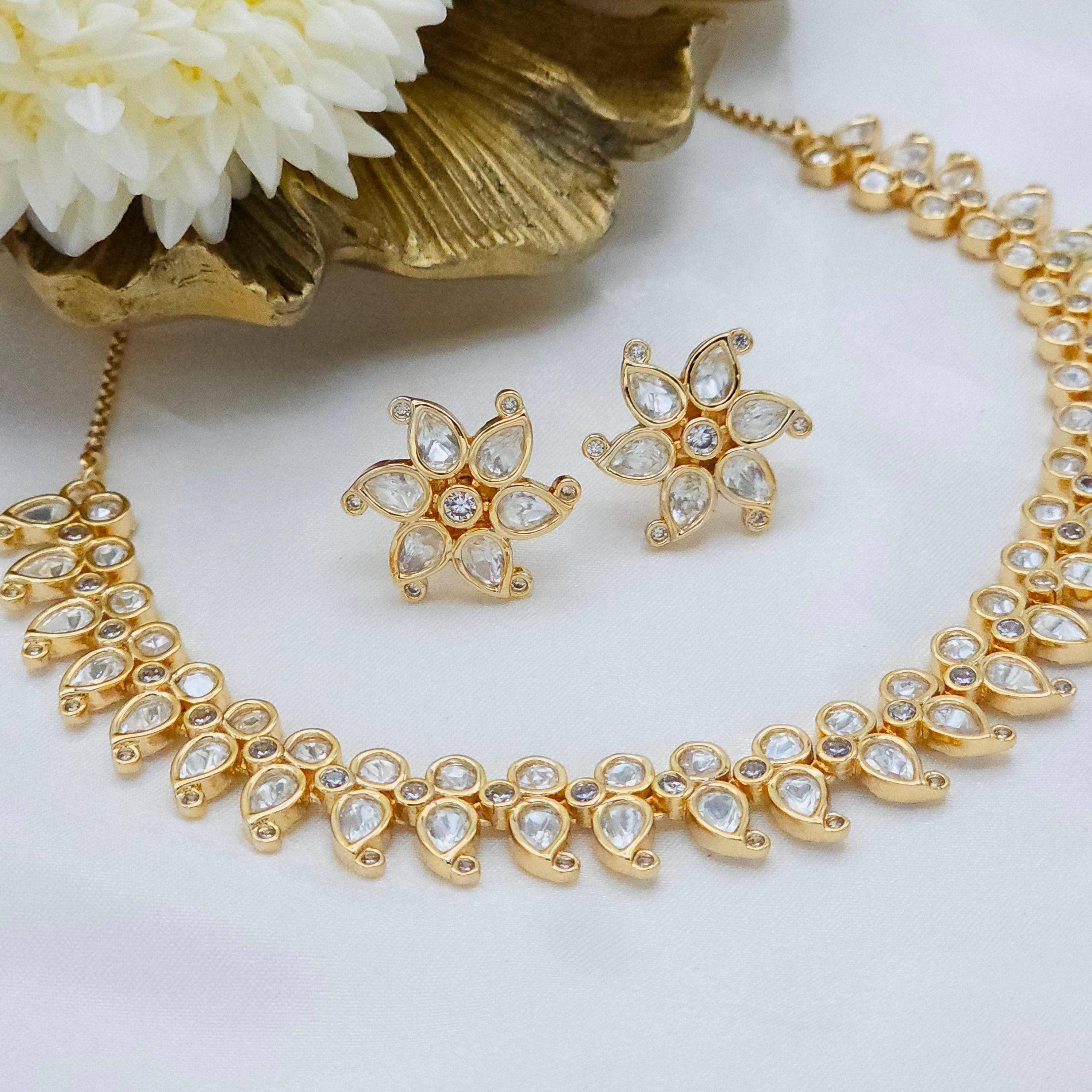 Nia Uncut Kundan Choker Necklace Set - Fancy Fab Jewels