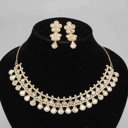 Simer Uncut Kundan Bridal Choker Necklace Set - Fancy Fab Jewels