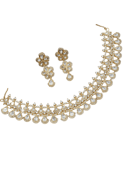 Simer Uncut Kundan Bridal Choker Necklace Set - Fancy Fab Jewels