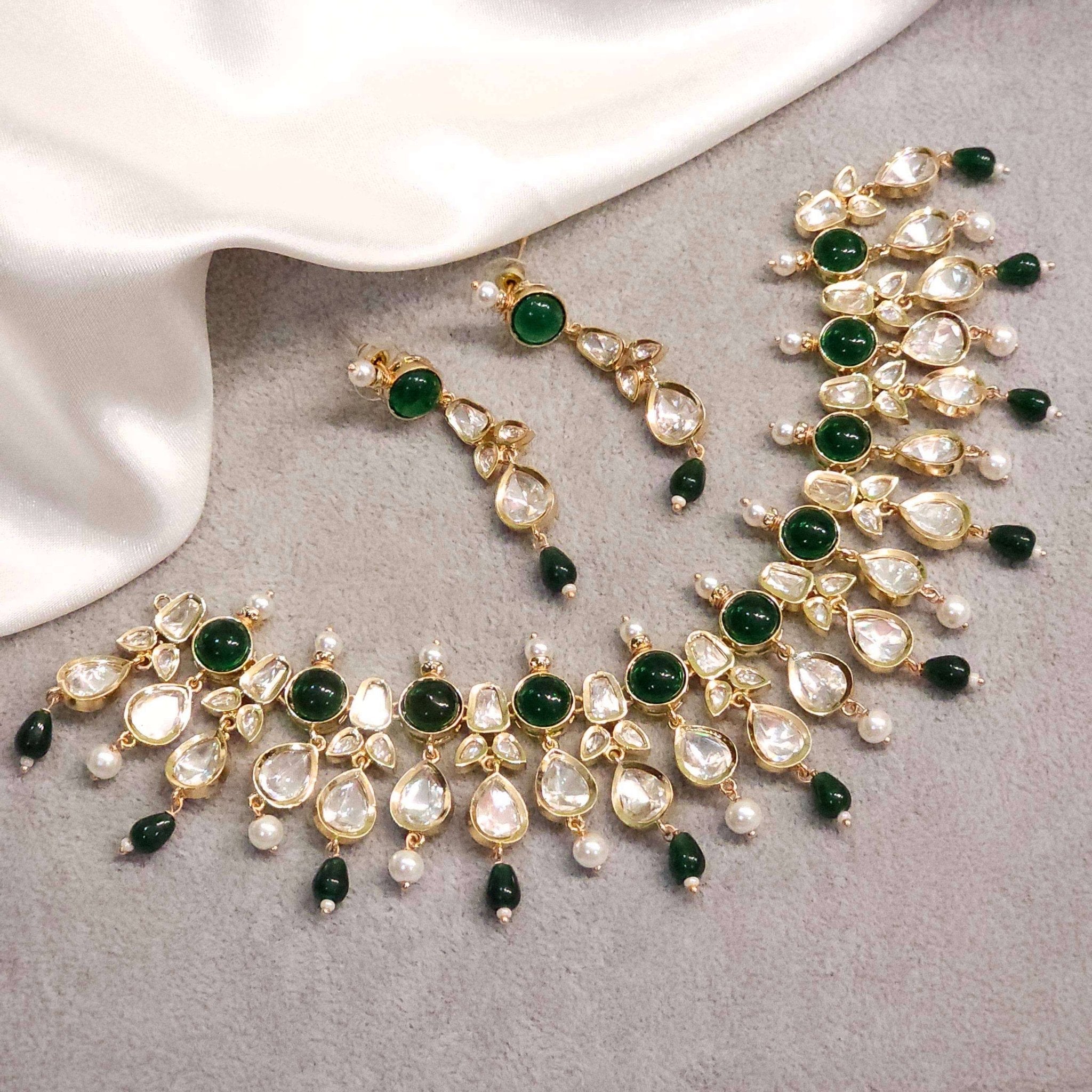 Elaya Moissanite Polki Bridal Choker Necklace Set – Kundan Necklace | Fancy Fab Jewels UK