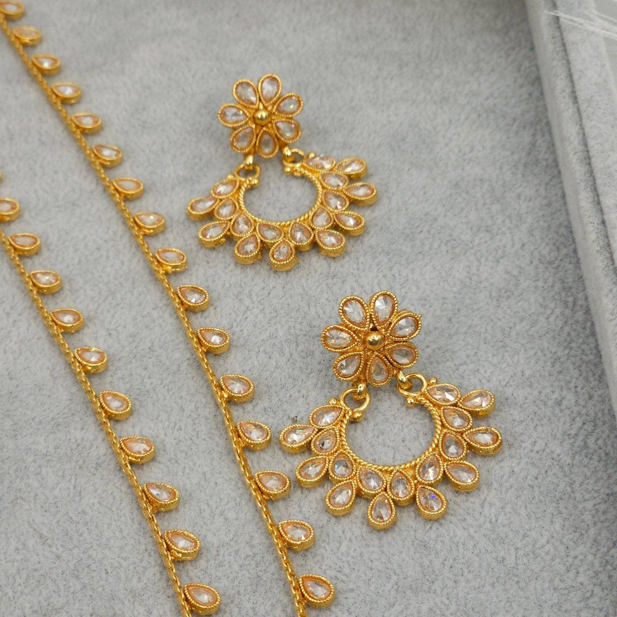 Diya Polki Mala Necklace Set - Fancy Fab Jewels