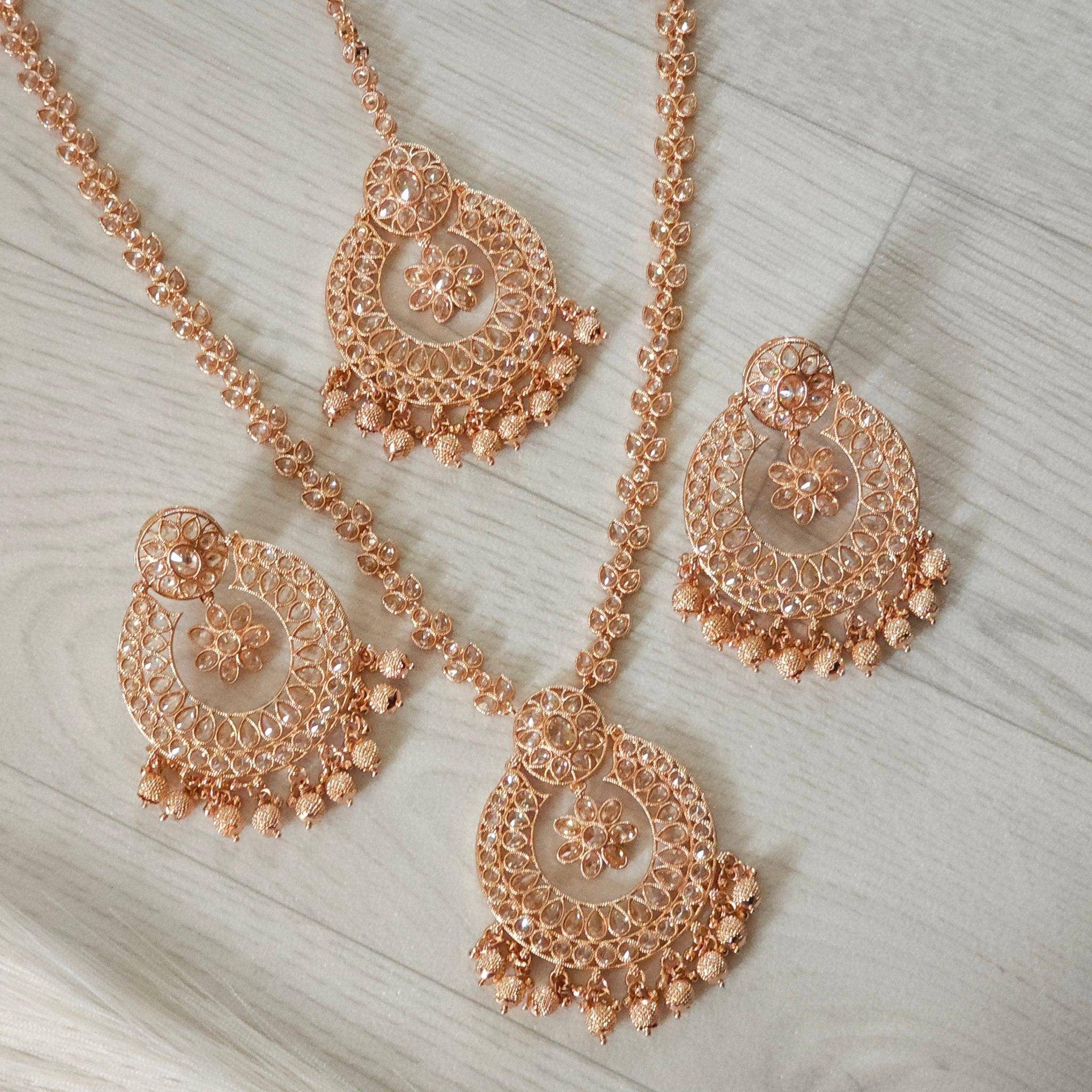 Mahira Polki Rani Haar Set - Rose Gold - Fancy Fab Jewels