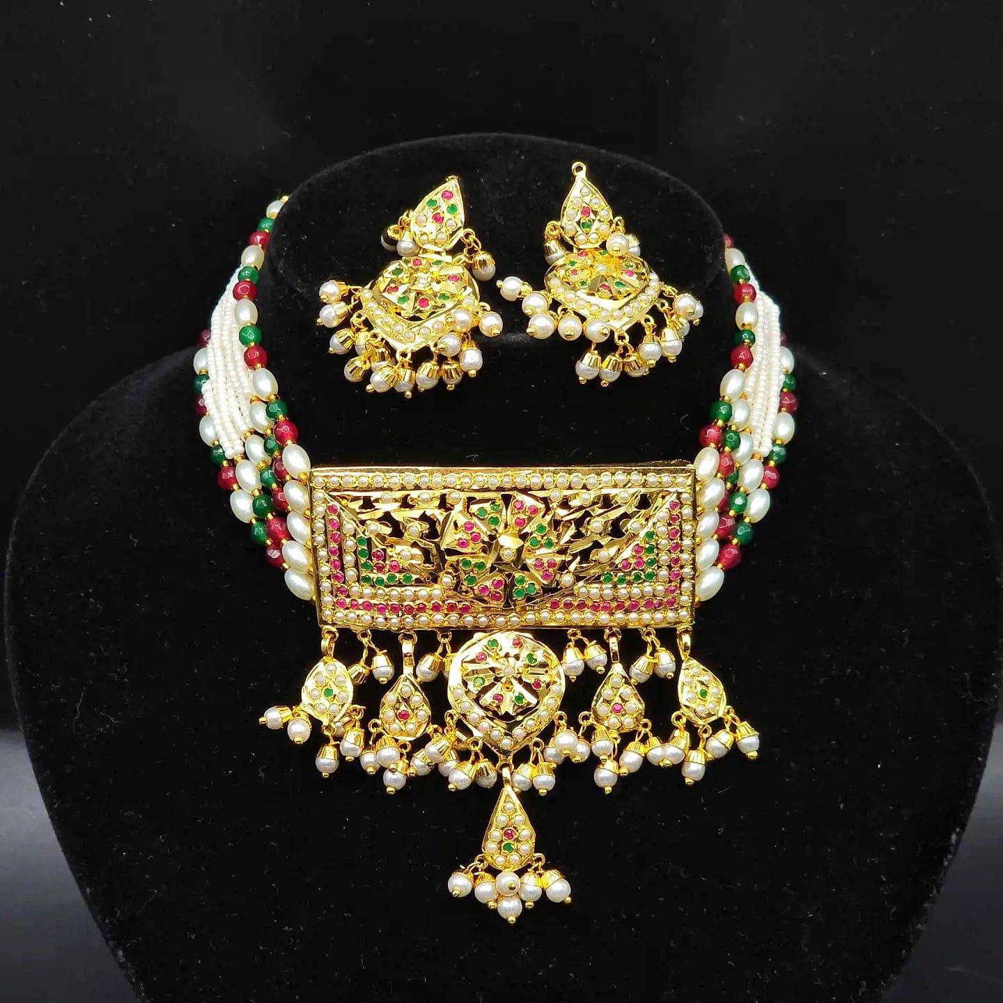 Mahira Premium Quality Jadau Nauratan Choker Set - Fancy Fab Jewels