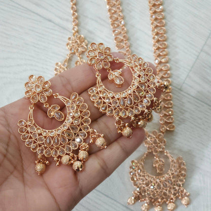 Meena Polki Rani Haar Set - Rose Gold - Fancy Fab Jewels