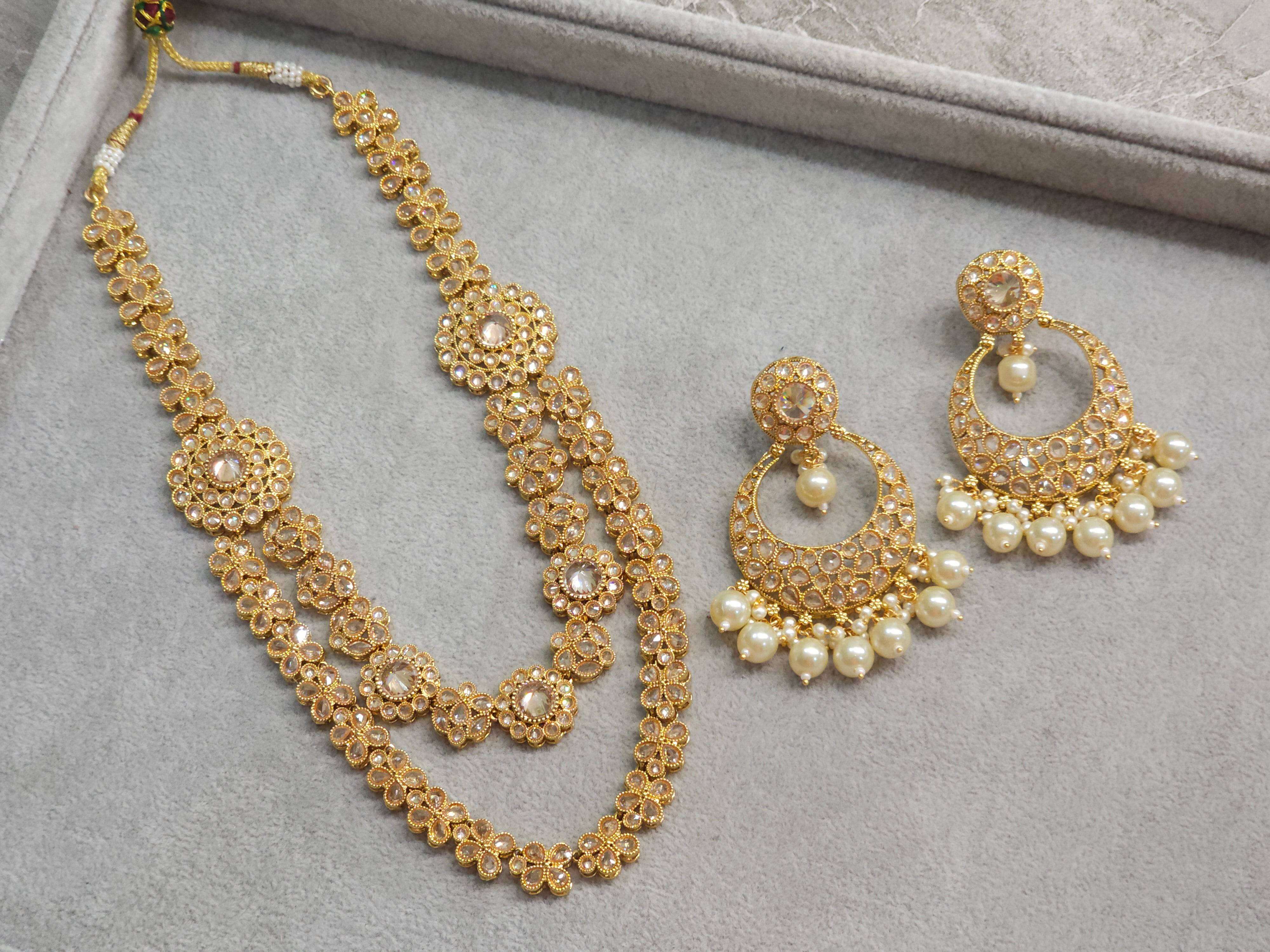 Naira Gold Plated Mala Necklace Set - Fancy Fab Jewels