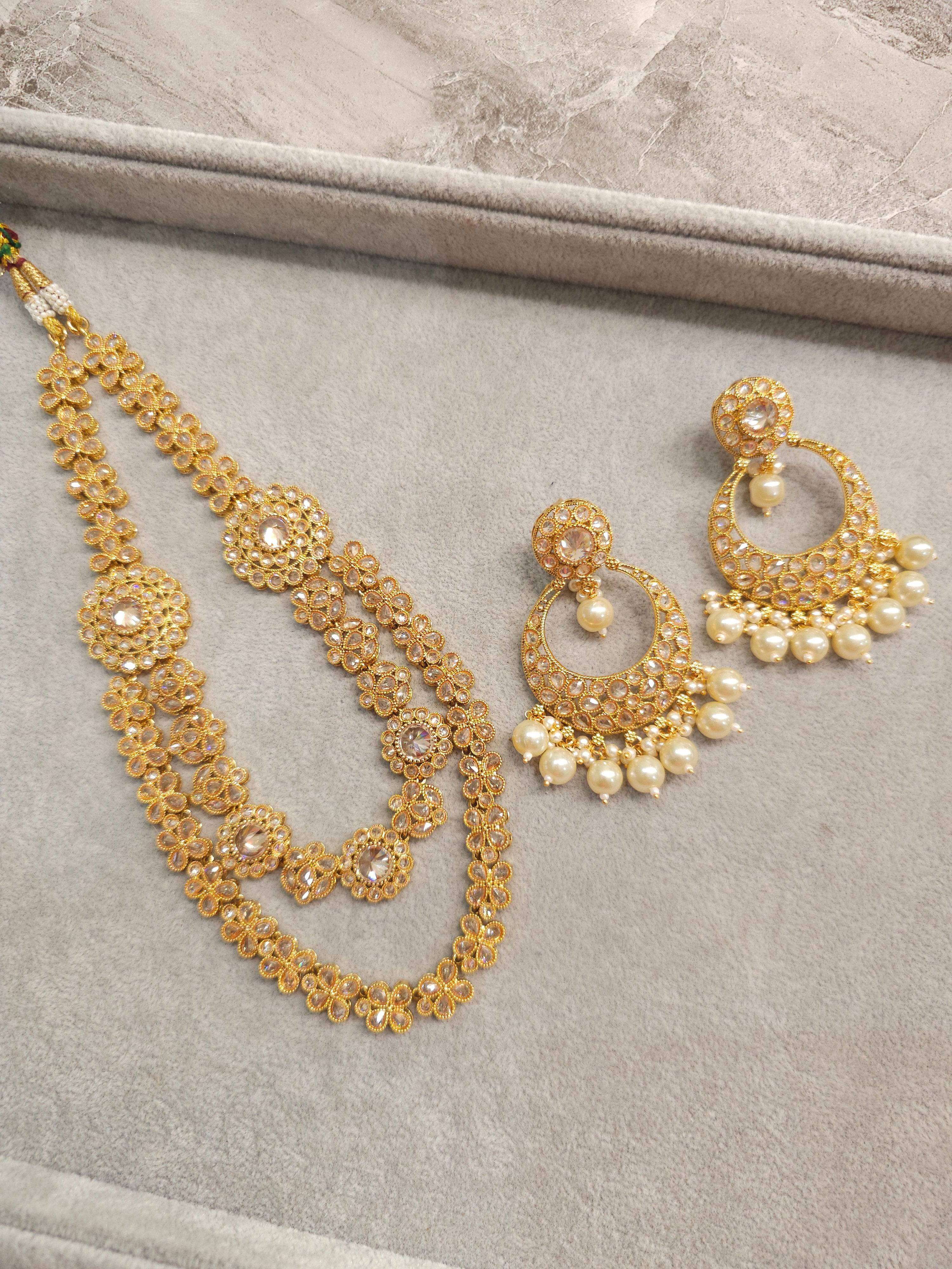 Naira Gold Plated Mala Necklace Set - Fancy Fab Jewels