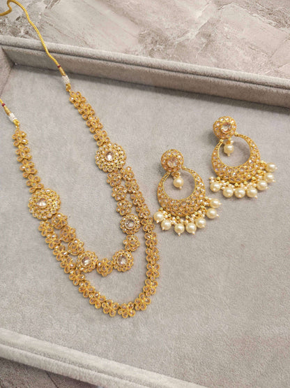 Naira Gold Plated Mala Necklace Set - Fancy Fab Jewels