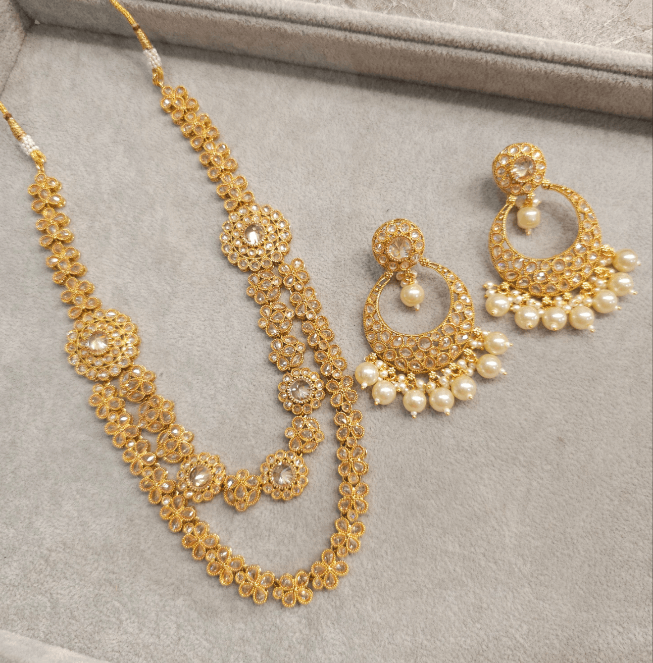 Naira Gold Plated Mala Necklace Set - Fancy Fab Jewels