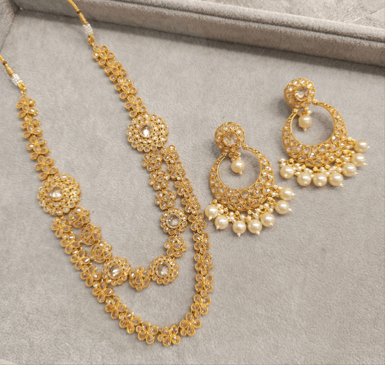 Naira Gold Plated Mala Necklace Set - Fancy Fab Jewels