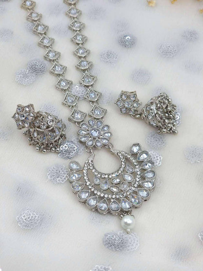 Naira Polki Mala Set Silver - Fancy Fab Jewels