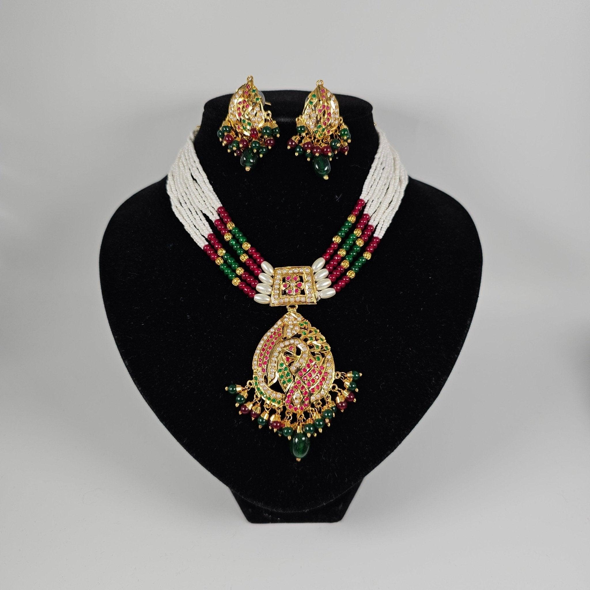 Premium Shani Jadau Nauratan Choker Set - High-Quality Indian Jewelry for a Luxurious Look - Fancy Fab Jewels