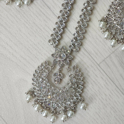 Shafia Polki Rani Haar Set - Silver - Fancy Fab Jewels