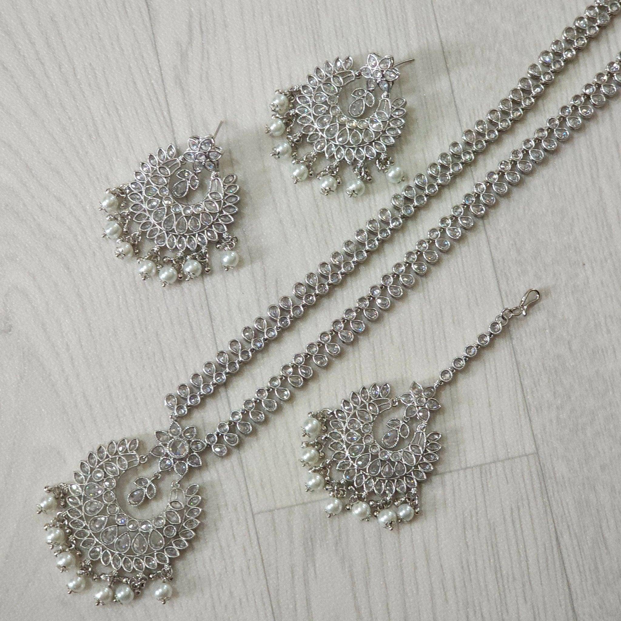 Shafia Polki Rani Haar Set - Silver - Fancy Fab Jewels